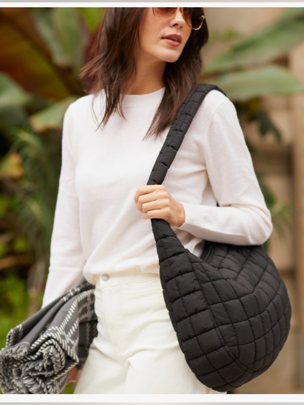 Youzey Cloud 9 Puffer Quilted Black Shoulder Bag - Lightweight Everyday Tote OS